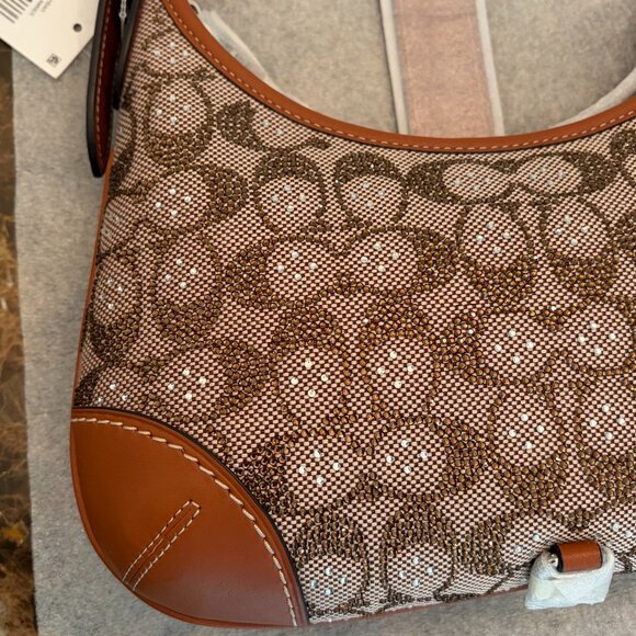 Coach Hampton's Hobo Bag in Crystal Signature Jacquard (Amber) - Picture 3 of 15